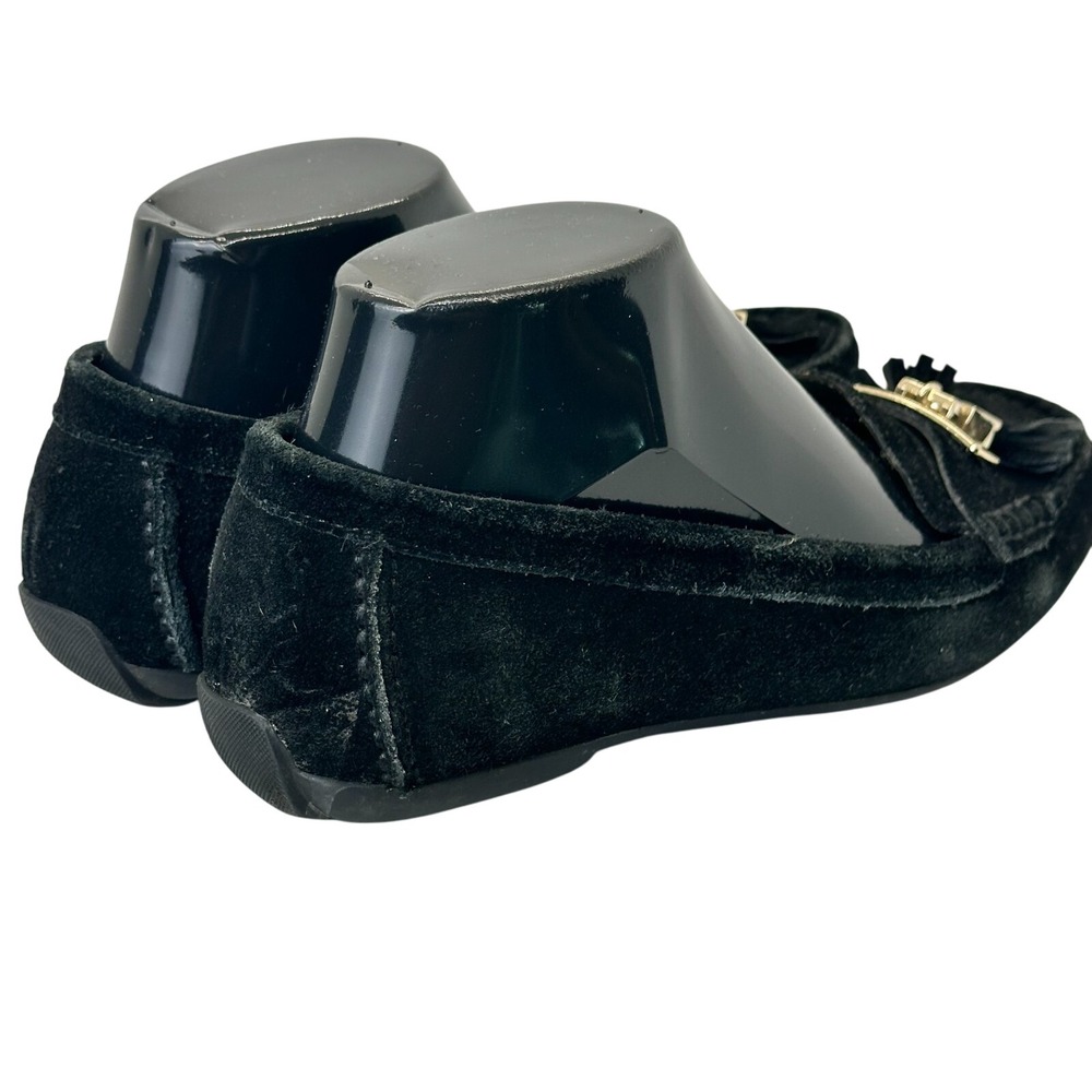 Anne Klein iflex Black Suede Moccasin Loafer Akoates Tassel Flat Shoes Size 6.5M - Picture 8 of 13